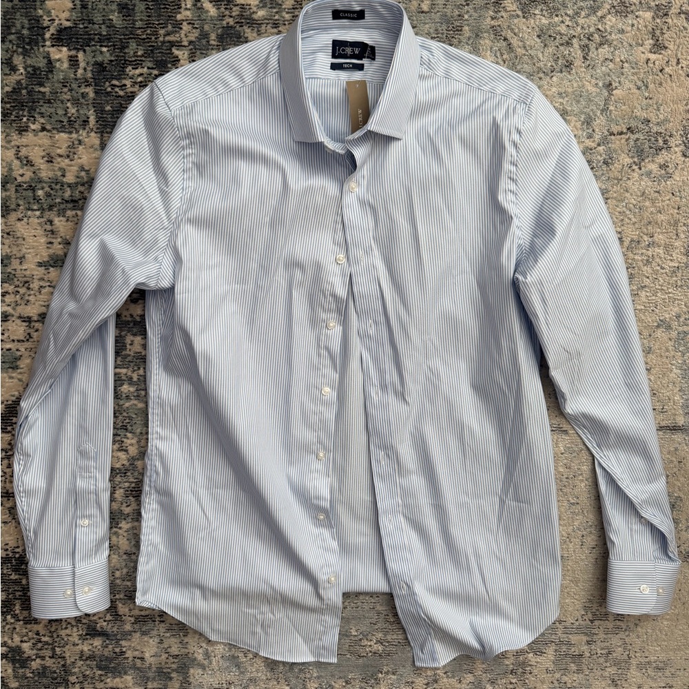 J. Crew Men's Light Blue Thin Stripe Dress Shirt